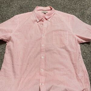 GoodThreads Dress shirt Men's XXL Pink White Pin‎ Striped Short Sleeve cotton